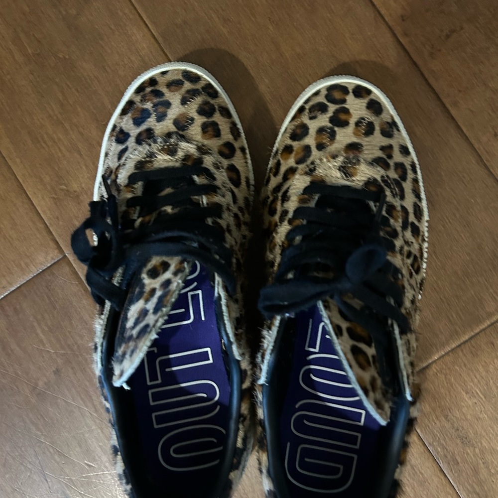 Adidas Faux Fur Leopard Print Sneakers with Black Laces